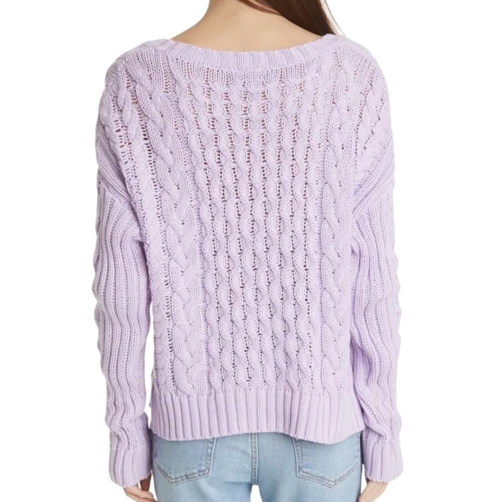 LINE V-neck 100% Cotton Lilac Long Sleeve Sweater - Medium - Picture 3 of 12
